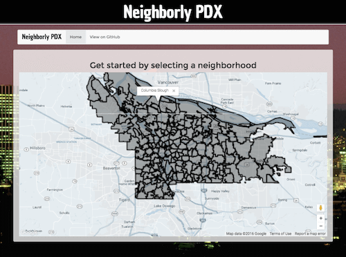 Portland Neighborhood Research App - Ember Javascript